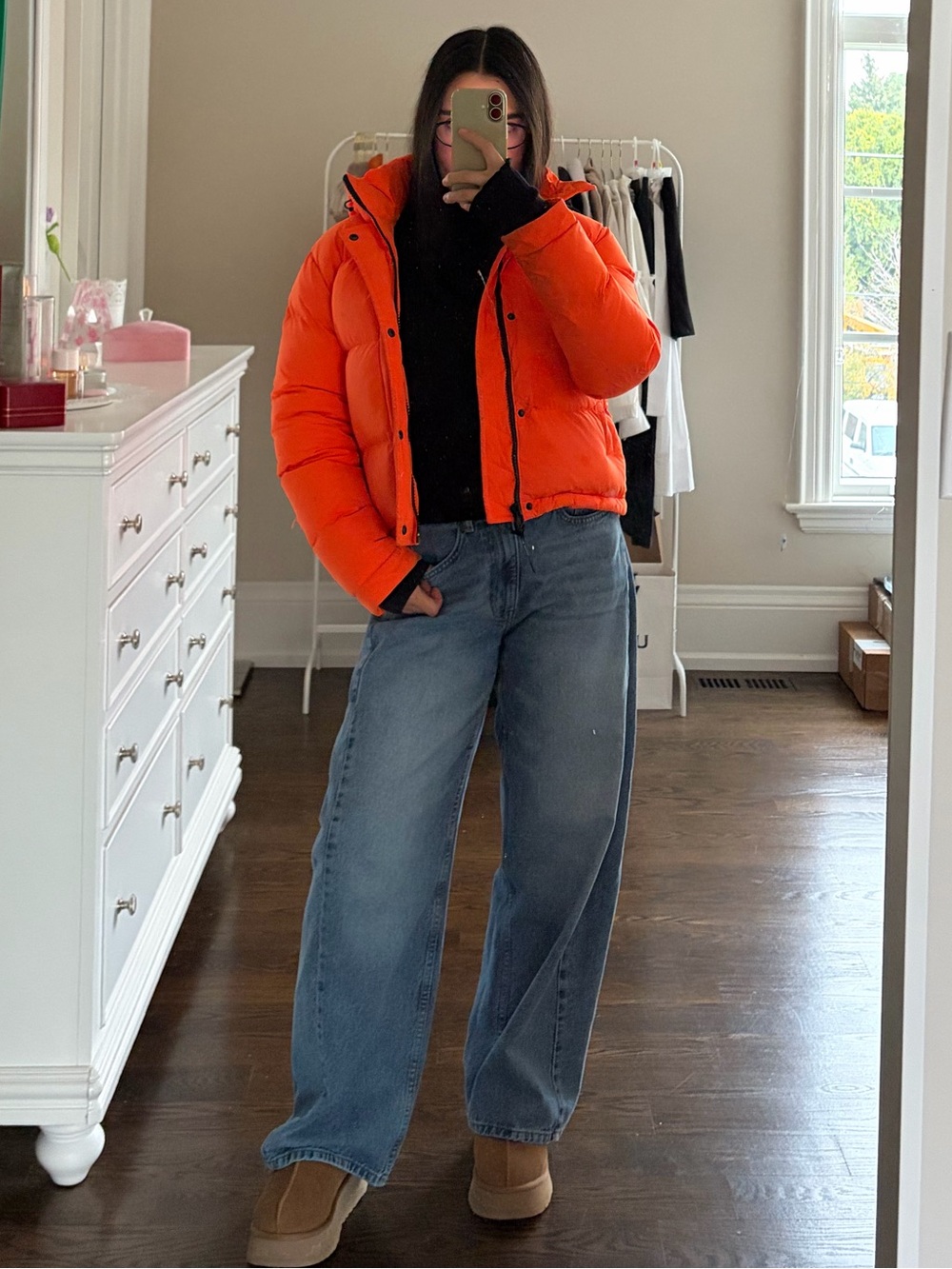 Tna The Super Puff Shorty Orange Puffer Jacket XXS